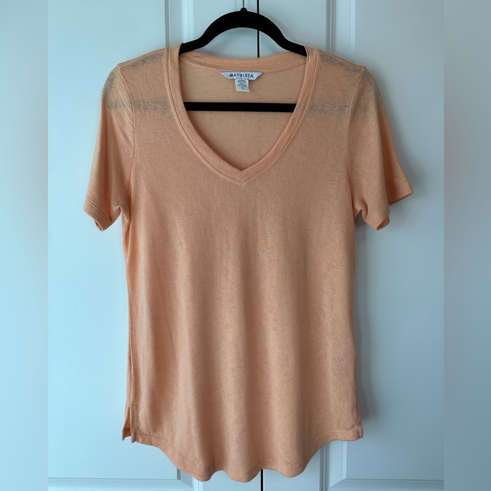 Athleta Women’s Breezy Scoop V Tee Orange (Size S)